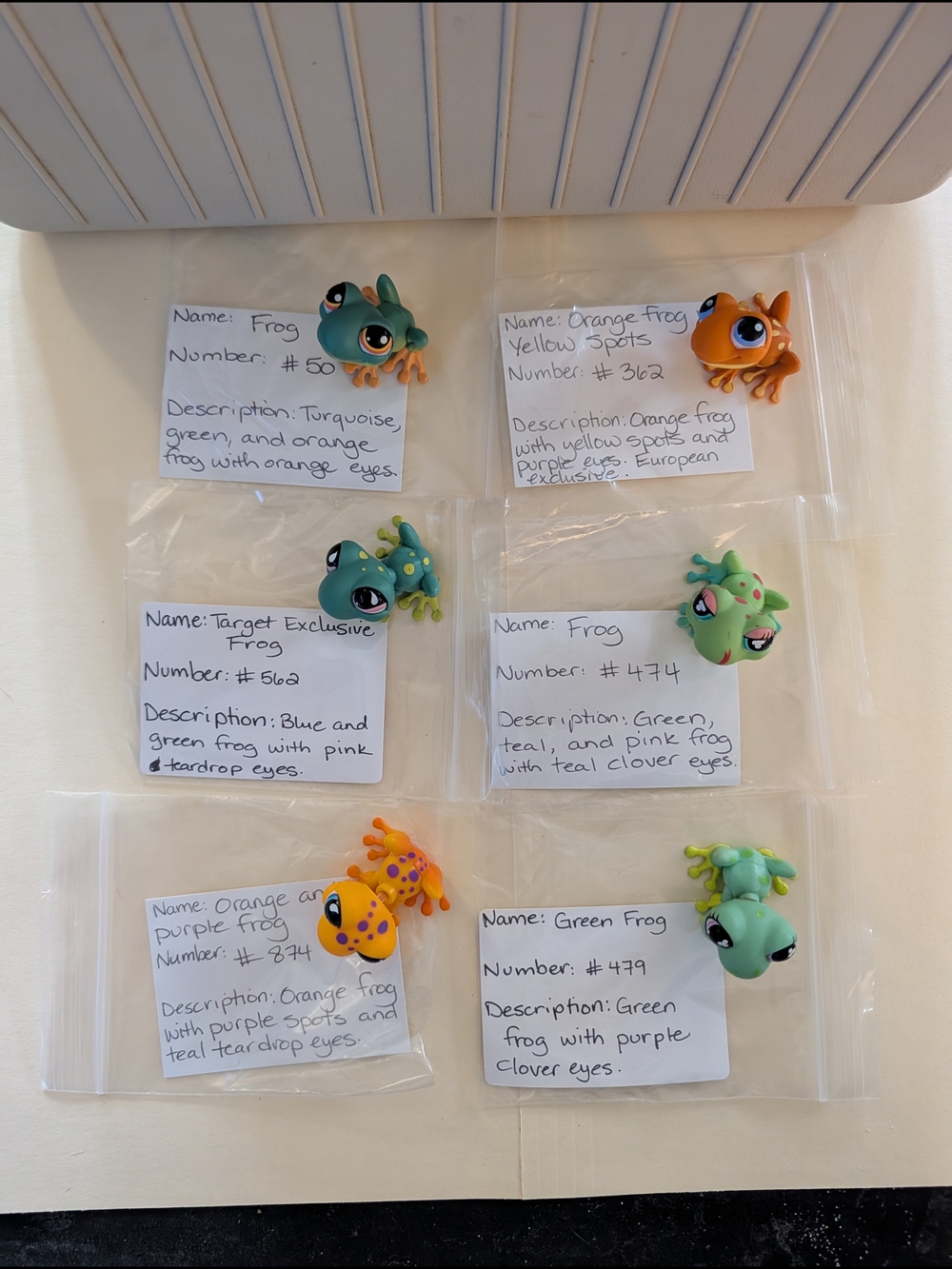 Littlest Pet Shop Colorful Frog Lot - Turquoise, Orange, Green, Yellow, Purple